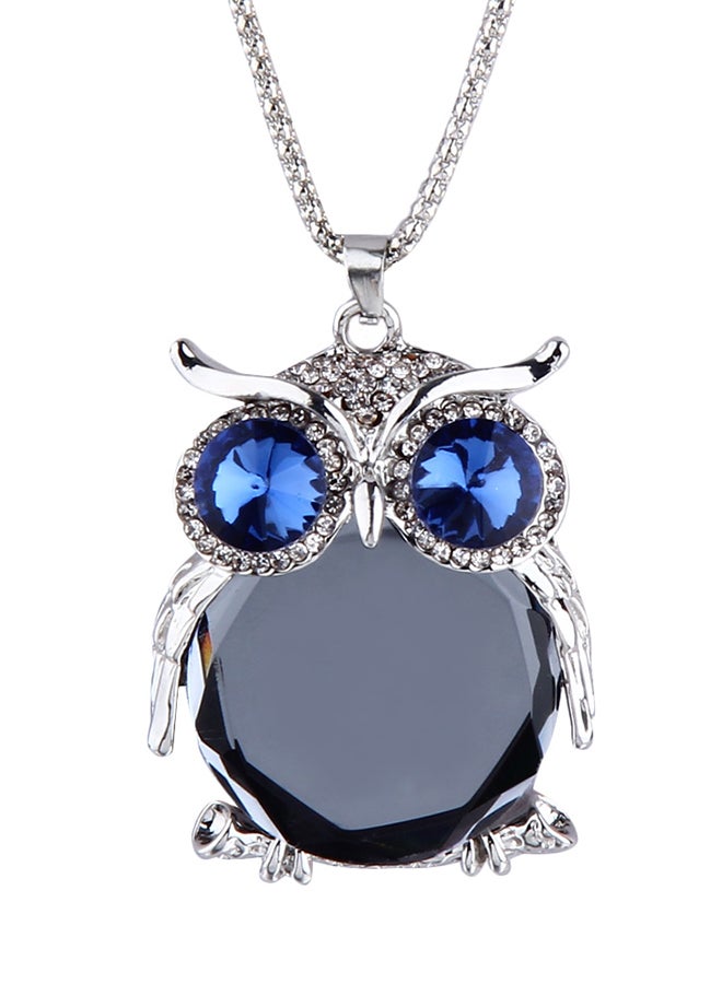 Rose Crystal Owl Design Hollow Out Necklace - Image 1