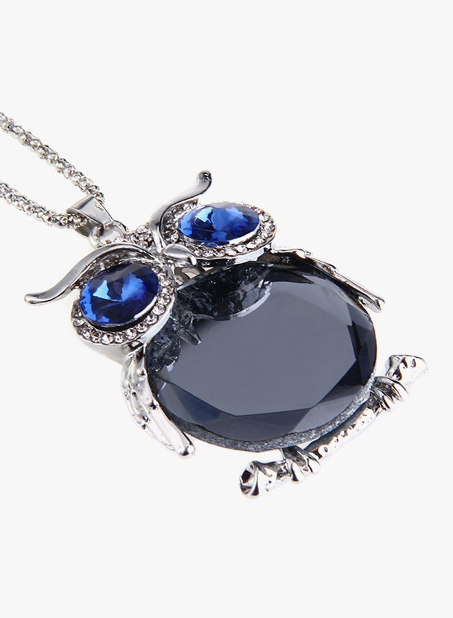 Rose Crystal Owl Design Hollow Out Necklace - Image 2