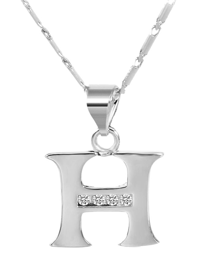 Alloy Rhinestone Studded Letter H Pendant Necklace - Image 1