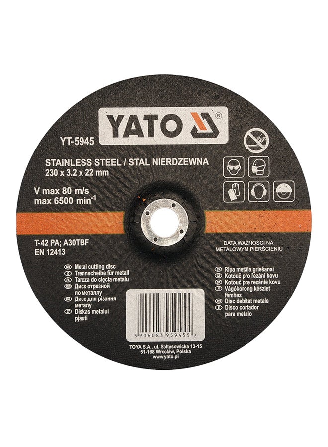 Yato Inox Metal Cutting Disc Black