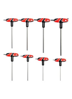 8-Piece T-Handle Hex Key Set Silver/Black/Red
