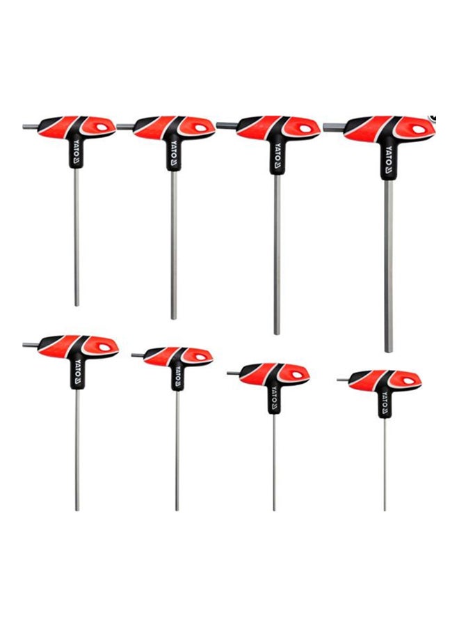 Yato - 8-Piece T-Handle Hex Key Set Silver/Black/Red - Image 1