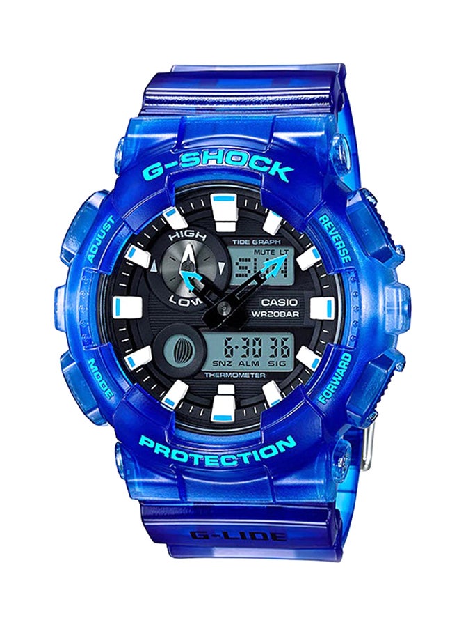 Men's Round Shape Resin Band Analog & Digital Wrist Watch 55 mm - Blue - GAX-100MSA-2ADR