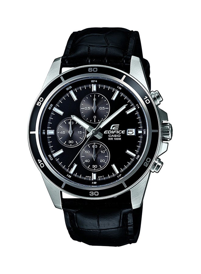 CASIO Men's Leather Analog Wrist Watch EFR-526L-1AVUDF - 49 mm - Black - Image 1