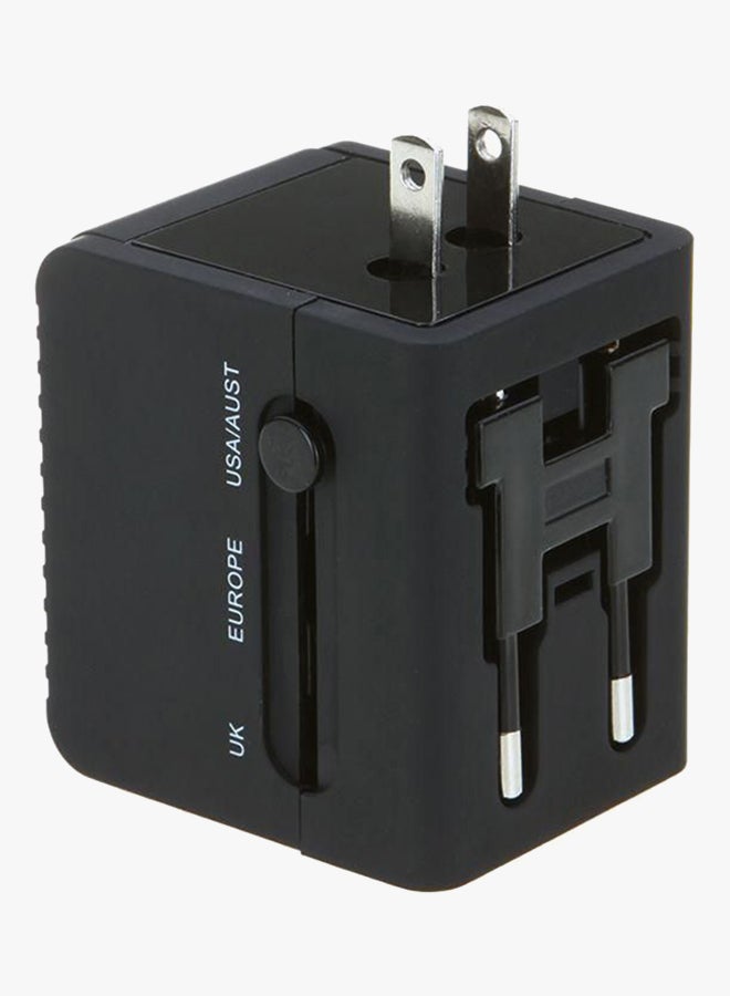2-Port Worldwide Universal Travel USB Adapter Black  - Image 3