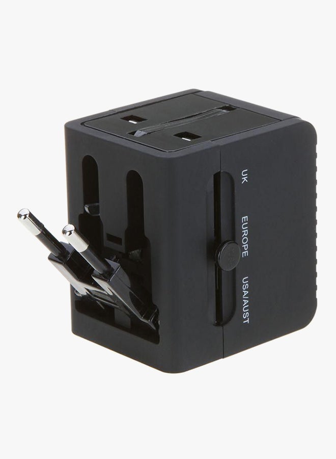 2-Port Worldwide Universal Travel USB Adapter Black  - Image 4