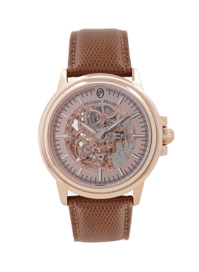 Philippe Moraly of Switzerland - men Leather Analog Watch LA1777ROO - Image 1