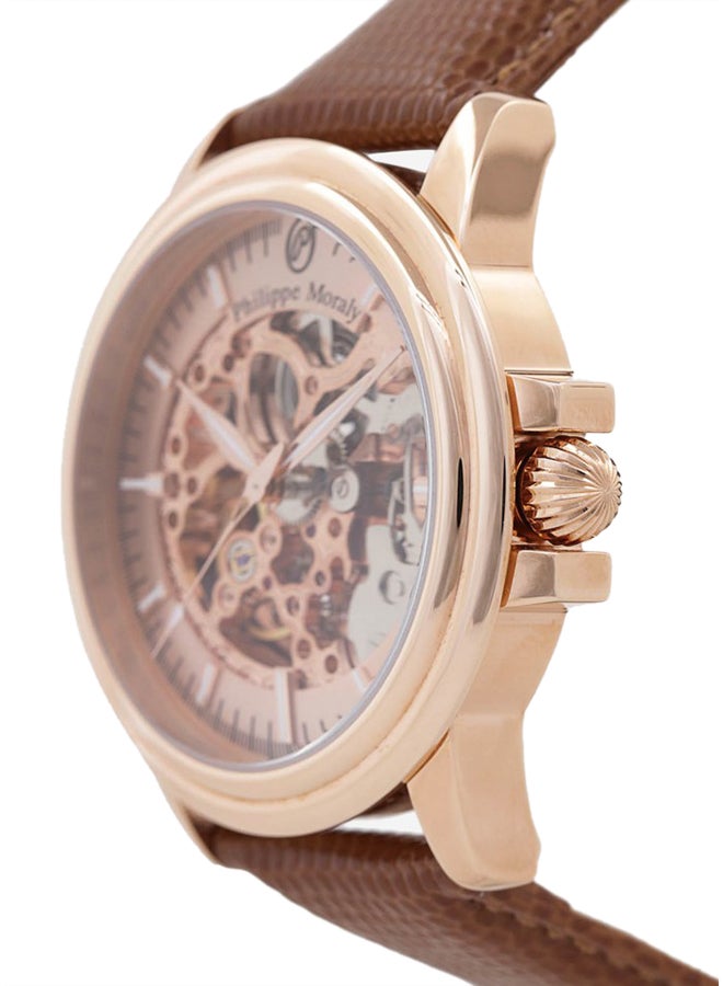 Philippe Moraly of Switzerland - men Leather Analog Watch LA1777ROO - Image 1