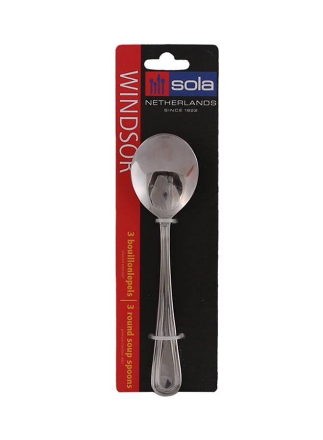 homes r us - 3-Piece Windsor Round Spoon Set Silver 18cm - Image 1
