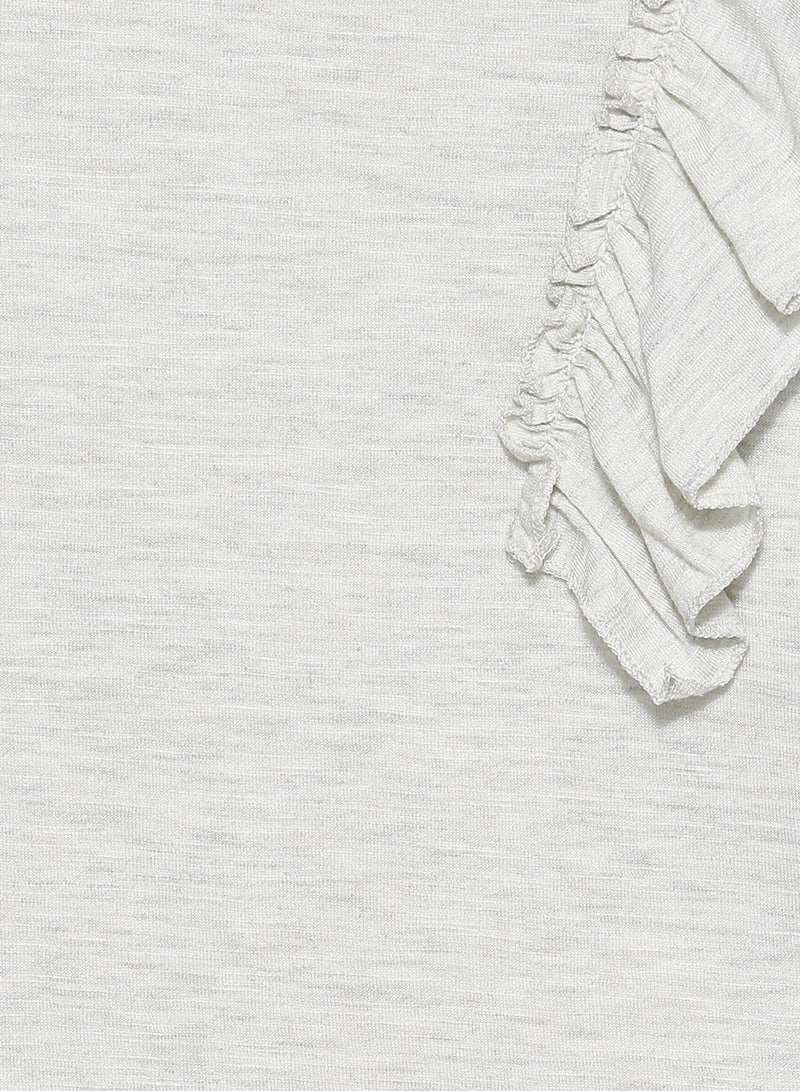 NAME IT Kids Shimmery Flounce Long Sleeve T-Shirt Light Grey - Image 3