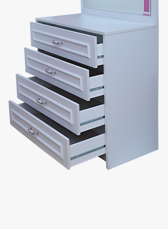 Pan Home - Mikkijo Kids Dresser | Dressing Table | Vanity Table | Makeup Table With Mirror | Particle Board | Drawers, Storage White 89x172x47cm - Image 1