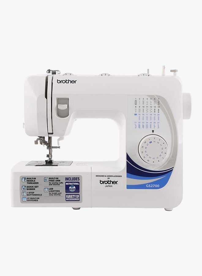 brother Traditional Metal Chassis Electric Sewing Machines Featuring 27 Built-In Stitch Selections For Convenient And Versatile Sewing | This Sewing Machine Features A Built-In Needle Threader And Quick Set Bobbin | 1-Step Buttonhole And | Made In Vietnam GS2700 White/Blue/Silver  - Image 2