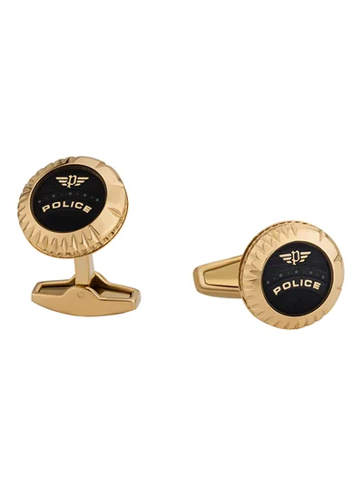 POLICE Gold Plated Wing Logo With Dot Cufflinks