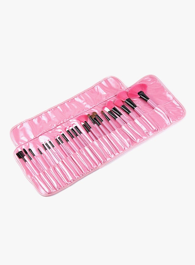 مجموعة فرش لمستحضرات التجميل مكوَّنة من 24 قطعة وردي - Image 2