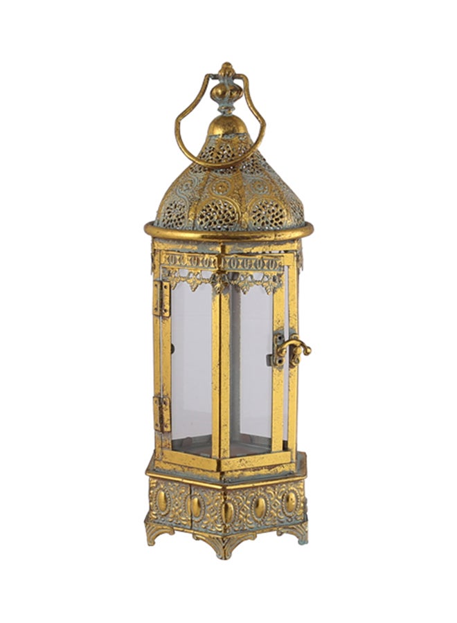 homes r us - Ramadan Abia Moroccan Candle Lantern Gold/Silver 45.5x16.5cm - Image 1