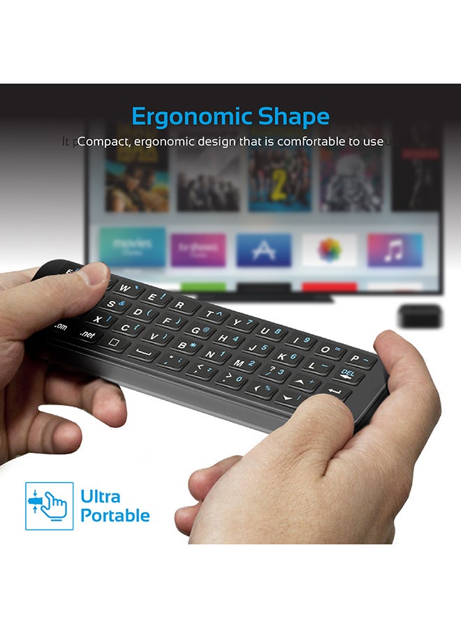 PROMATE - Apple TV Remote Keyboard, Portable Bluetooth Wireless Mini Keyboard with Comfortable Silent Intuitive Keys and Protective Frame for Type, Search, Apple TV 4k, Apple TV 4, SiriKeyboard Black - Image 1