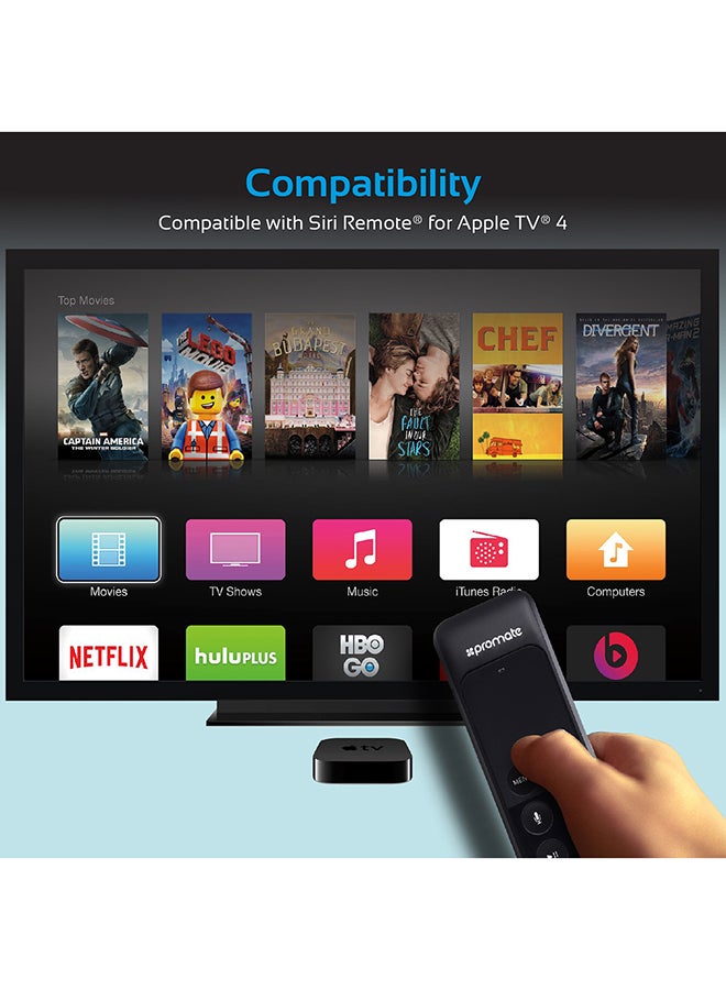 PROMATE - Apple TV Remote Keyboard, Portable Bluetooth Wireless Mini Keyboard with Comfortable Silent Intuitive Keys and Protective Frame for Type, Search, Apple TV 4k, Apple TV 4, SiriKeyboard Black - Image 1