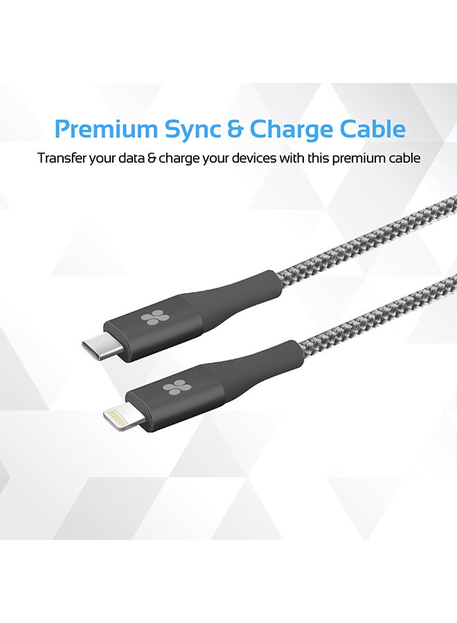USB Type-C to Lightning Cable, Heavy Duty Nylon Braided 2.4A Type-C to Lightning Sync and Charging Cable with Android OTG Support for MacBook Pro, iPhone X, 8, 8 Plus, Samsung Note 8, S8, S8 Plus Grey