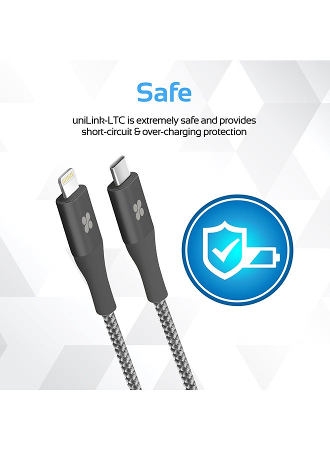 USB Type-C to Lightning Cable, Heavy Duty Nylon Braided 2.4A Type-C to Lightning Sync and Charging Cable with Android OTG Support for MacBook Pro, iPhone X, 8, 8 Plus, Samsung Note 8, S8, S8 Plus Grey