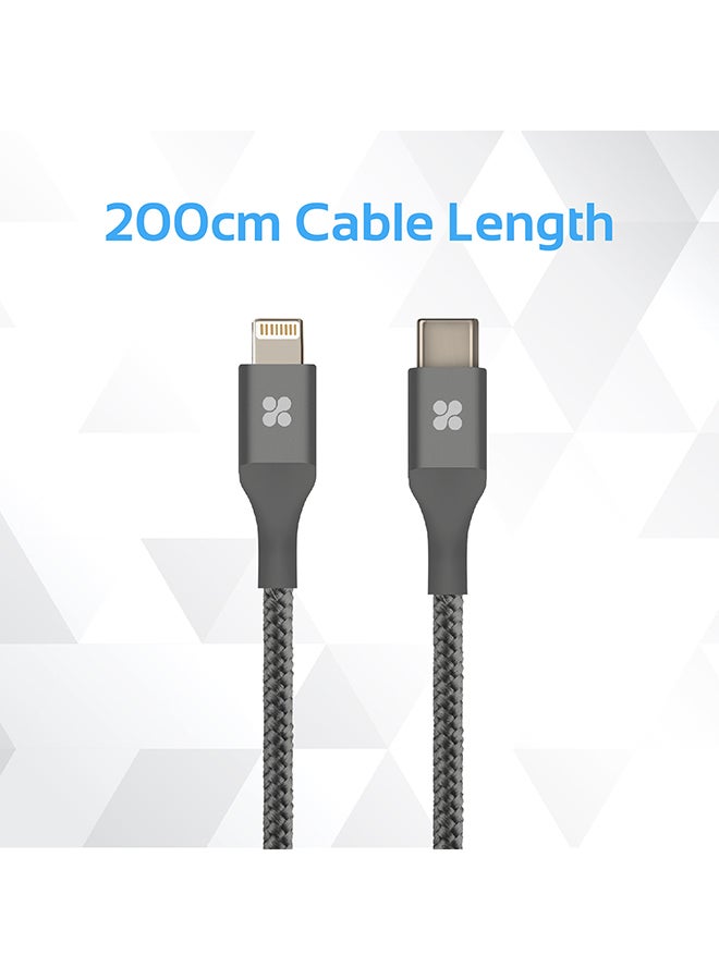 USB Type-C to Lightning Cable, Heavy Duty Nylon Braided 2.4A Type-C to Lightning Sync and Charging Cable with Android OTG Support for MacBook Pro, iPhone X, 8, 8 Plus, Samsung Note 8, S8, S8 Plus Grey