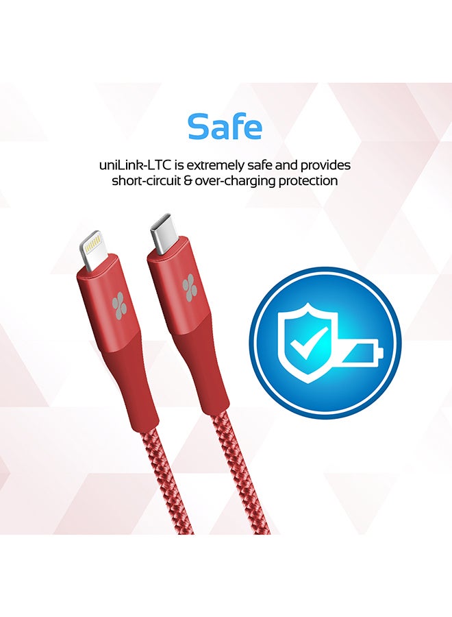 PROMATE - USB Type-C to Lightning Cable, Heavy Duty Nylon Braided 2.4A Type-C to Lightning Sync and Charging 2M Cable with Android OTG Support for MacBook Pro, iPhone X, 8, 8 Plus, Samsung Note 8, S8, S8+, UniLink-LTC2 Red - Image 1