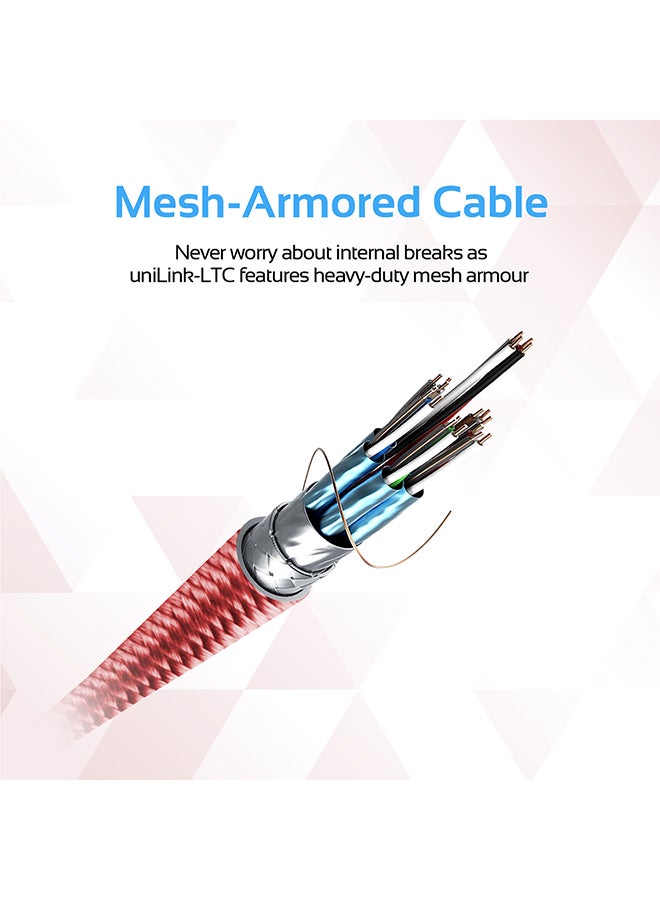 PROMATE - USB Type-C to Lightning Cable, Heavy Duty Nylon Braided 2.4A Type-C to Lightning Sync and Charging 2M Cable with Android OTG Support for MacBook Pro, iPhone X, 8, 8 Plus, Samsung Note 8, S8, S8+, UniLink-LTC2 Red - Image 1