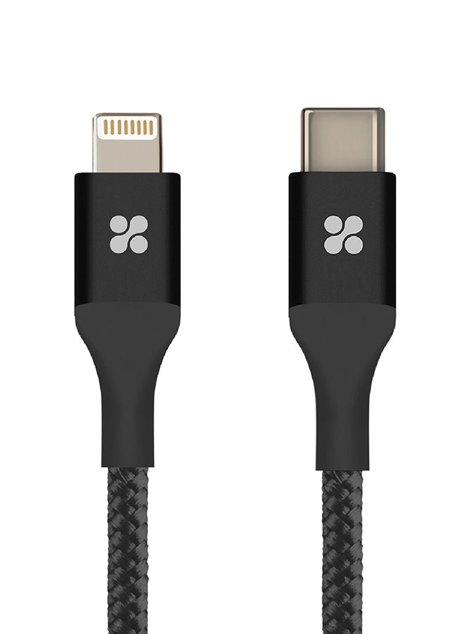 PROMATE - USB Type-C to Lightning Cable, Heavy Duty Nylon Braided 2.4A Type-C to Lightning Sync and Charging 1.2M Cable with Android OTG Support for MacBook Pro, iPhone X, 8, 8 Plus, Samsung Note 8, S8, S8+, UniLink-LTC black - Image 1