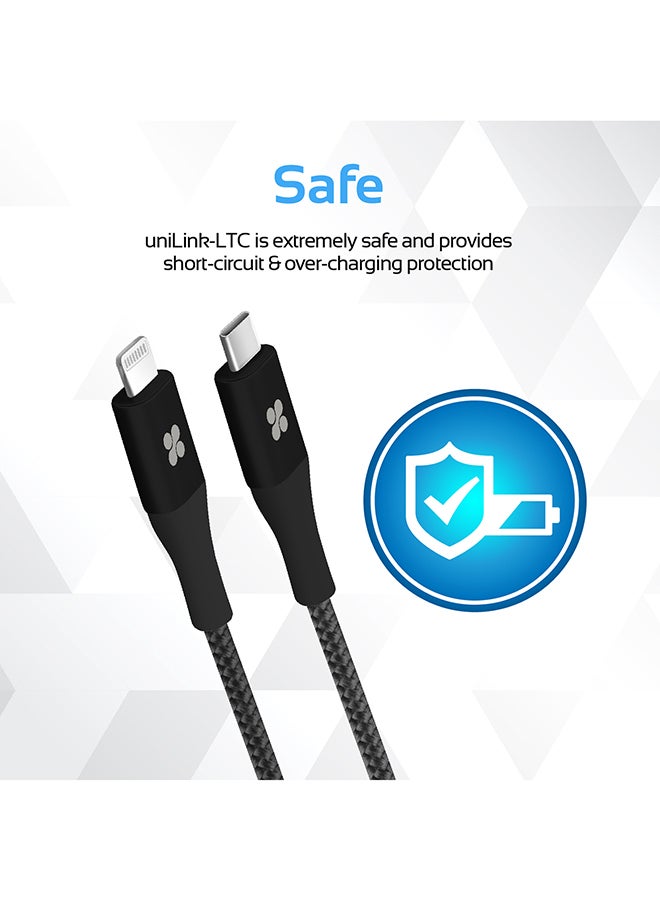 PROMATE - USB Type-C to Lightning Cable, Heavy Duty Nylon Braided 2.4A Type-C to Lightning Sync and Charging 1.2M Cable with Android OTG Support for MacBook Pro, iPhone X, 8, 8 Plus, Samsung Note 8, S8, S8+, UniLink-LTC black - Image 1