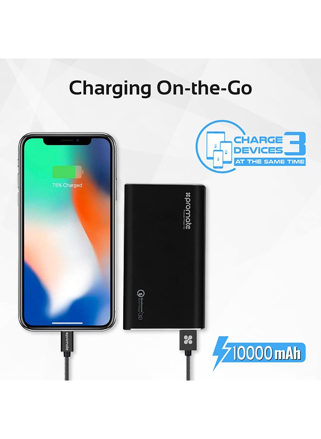 PROMATE - 10000.0 mAh Qualcomm Quick Charge 3.0 Power Bank Black - Image 1