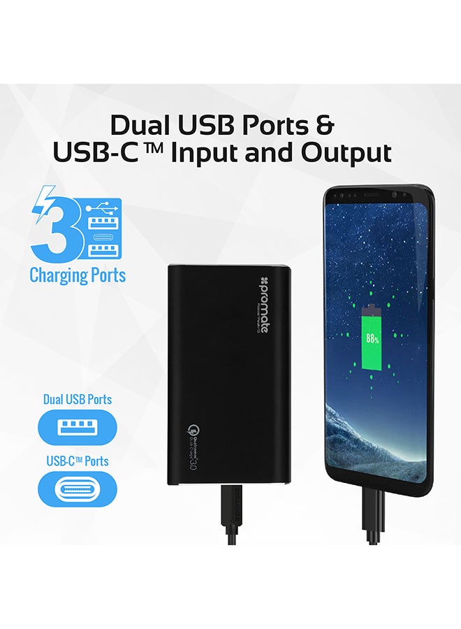 PROMATE - 10000.0 mAh Qualcomm Quick Charge 3.0 Power Bank Black - Image 1
