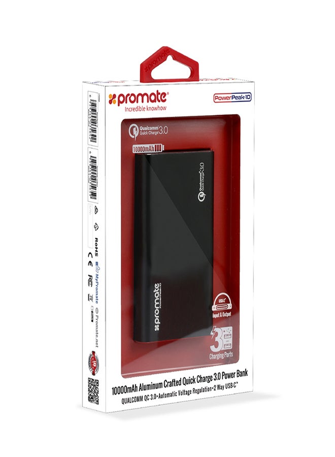 PROMATE - 10000.0 mAh Qualcomm Quick Charge 3.0 Power Bank Black - Image 1