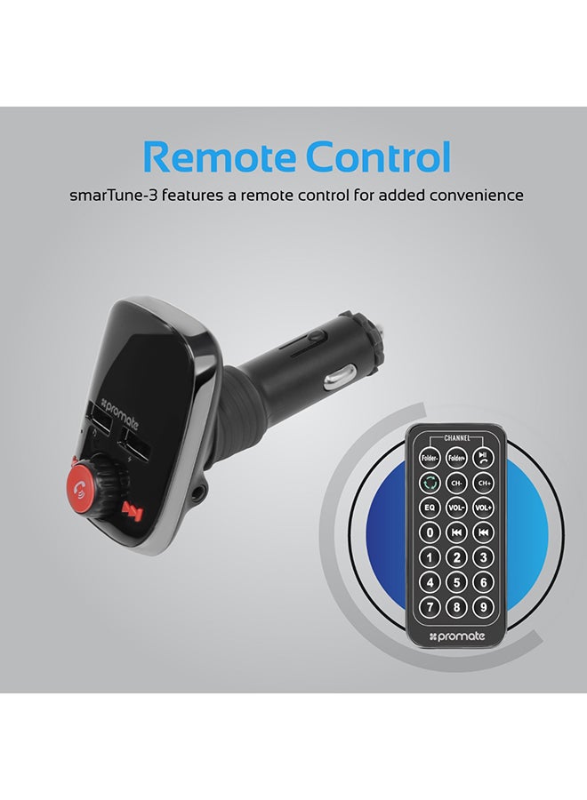 PROMATE - Wireless In-Car FM Transmitter With Dual USB Charging Ports And Smart LED Display SMARTUNE-3 Black - Image 1