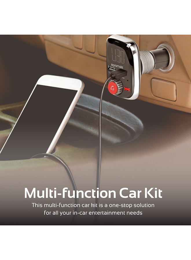 PROMATE - Wireless In-Car FM Transmitter With Dual USB Charging Ports And Smart LED Display SMARTUNE-3 Black - Image 1