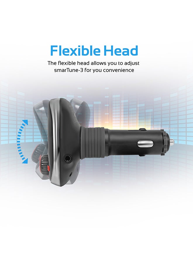 PROMATE - Wireless In-Car FM Transmitter With Dual USB Charging Ports And Smart LED Display SMARTUNE-3 Black - Image 1