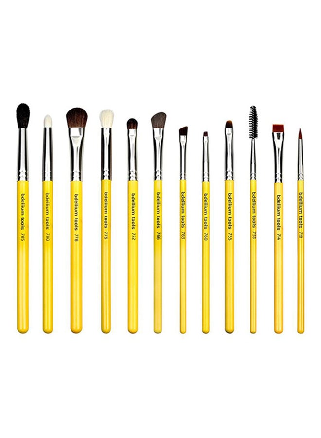 Bdellium Tools - 12-Piece Travel Line Eyes Brush Set Yellow - Image 1