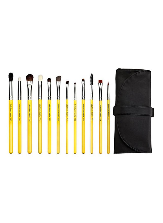 Bdellium Tools - 12-Piece Travel Line Eyes Brush Set Yellow - Image 1