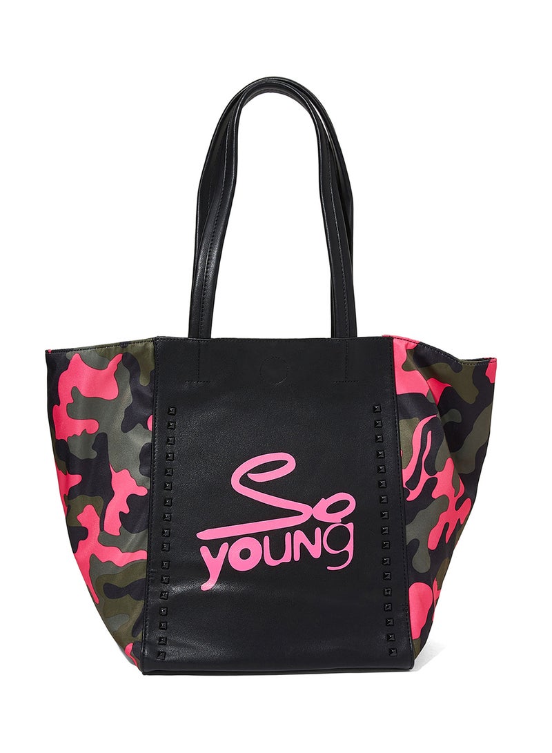 سوديني حقيبة حديثة للمتسوّقين وردي/أسود - Image 1