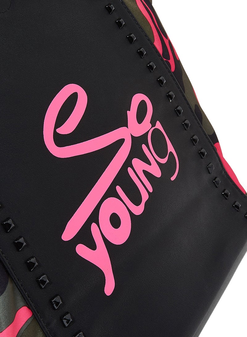 سوديني حقيبة حديثة للمتسوّقين وردي/أسود - Image 4