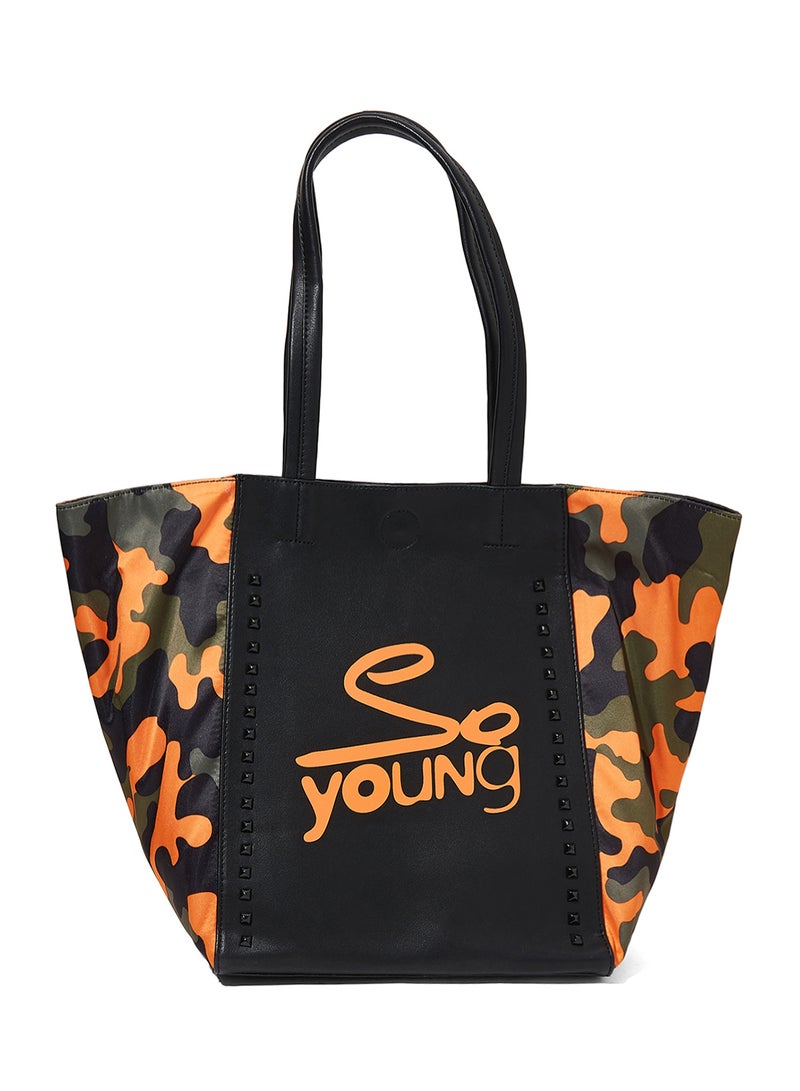 سوديني حقيبة حديثة للمتسوّقين برتقالي/أسود - Image 1