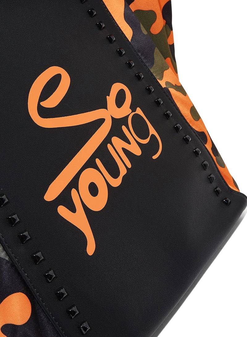 سوديني حقيبة حديثة للمتسوّقين برتقالي/أسود - Image 3