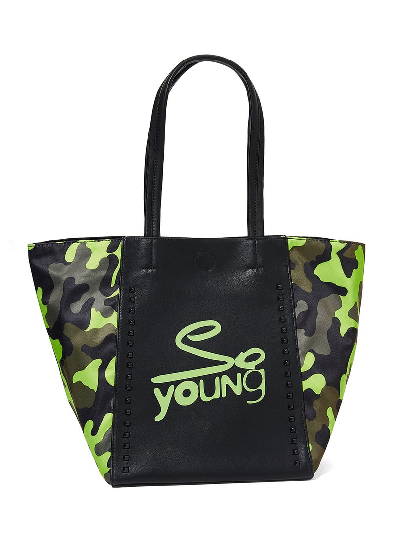 Sodini - Modern Shopper Bag Green/Black - Image 1