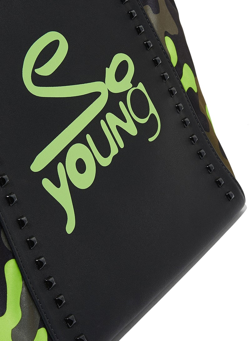 Sodini - Modern Shopper Bag Green/Black - Image 1
