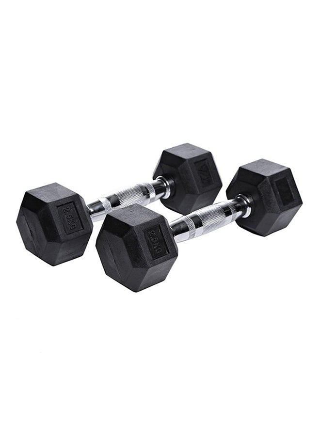 TA SPORTS Hex Rubber Dumbbell - 2x2.5kg  - Image 1