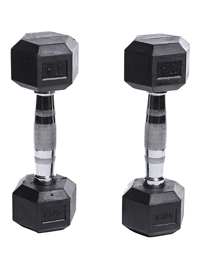 TA SPORTS Hex Rubber Dumbbell - 2x2.5kg  - Image 2
