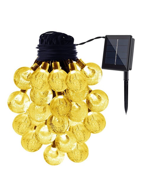شريط إضاءة LED ضد للماء يعمل بالطاقة الشمسية بتصميم كرة كريستالية أصفر 7متر