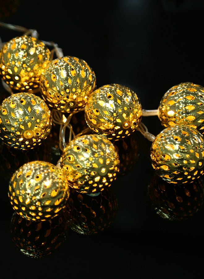 كي دبليو بي سلسلة مصابيح بتصميم جني على شكل كرة معدنية أبيض دافئ 2متر - Image 2