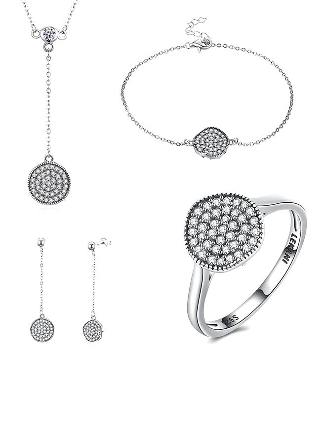 شاربدو إيه سي سي طقم مكوَّن من 4 قطع مجوهرات يضم قلادة وأقراطاً وسواراً وخاتماً