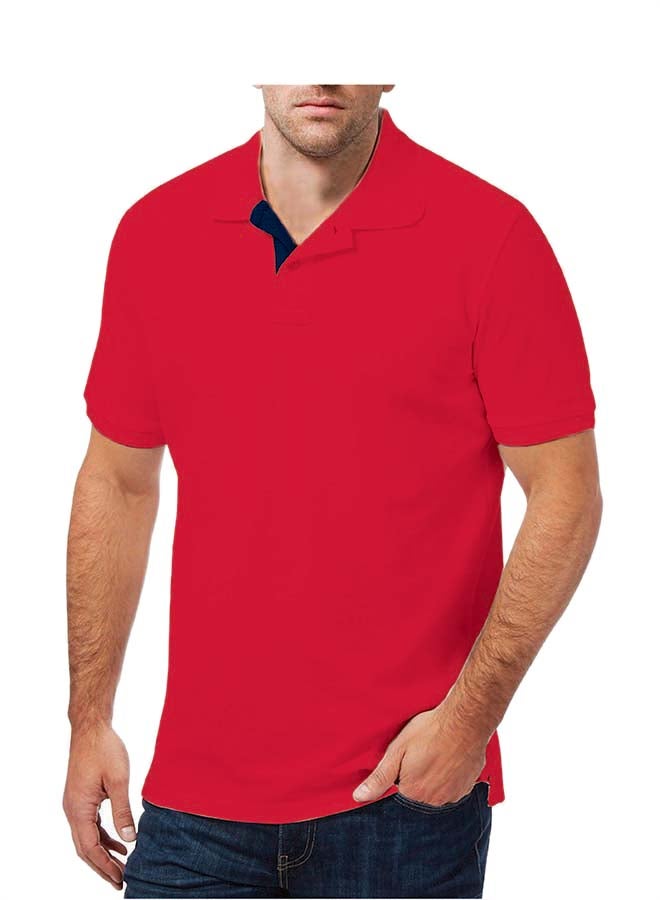 SANTHOME Cotton Polo T-shirt Red/Navy 