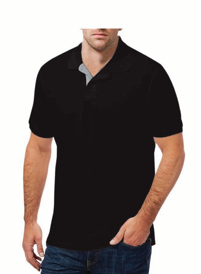 SANTHOME Cotton Polo T-shirt Black/Dark Melange 
