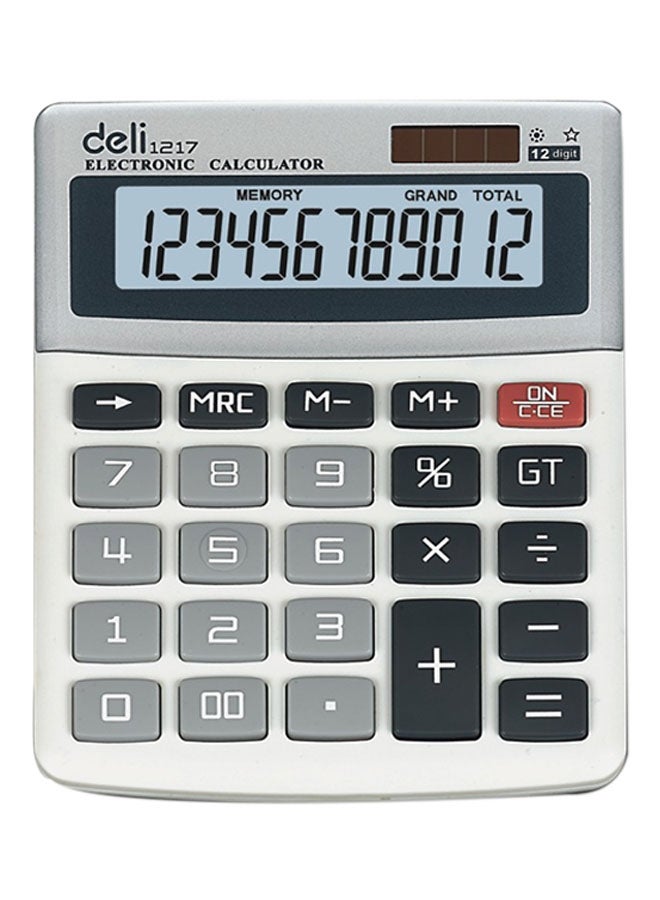 Deli 12-Digit Basic Calculator White/Black